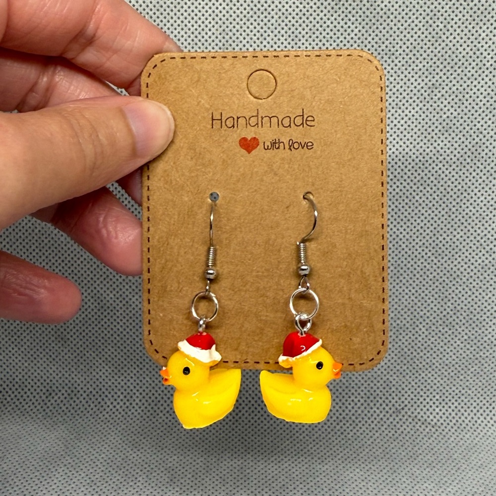 Handmade Christmas Duck Earrings